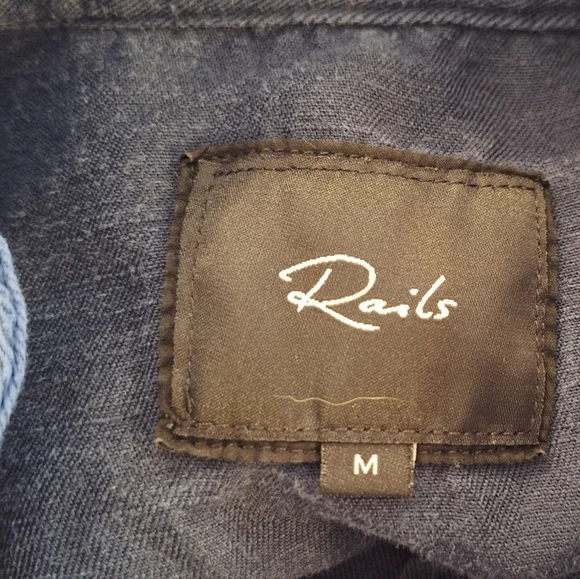 Rails Indigo Linen Military Style Jacket Medium *C7 - Picture 6 of 10